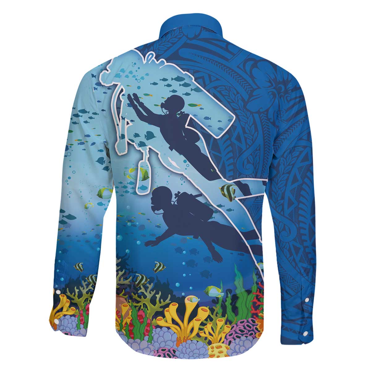 Polynesian Scuba Diving Family Matching Puletasi and Hawaiian Shirt Beauty Corals with Underwater and Polynesian Pattern LT03 - Polynesian Pride
