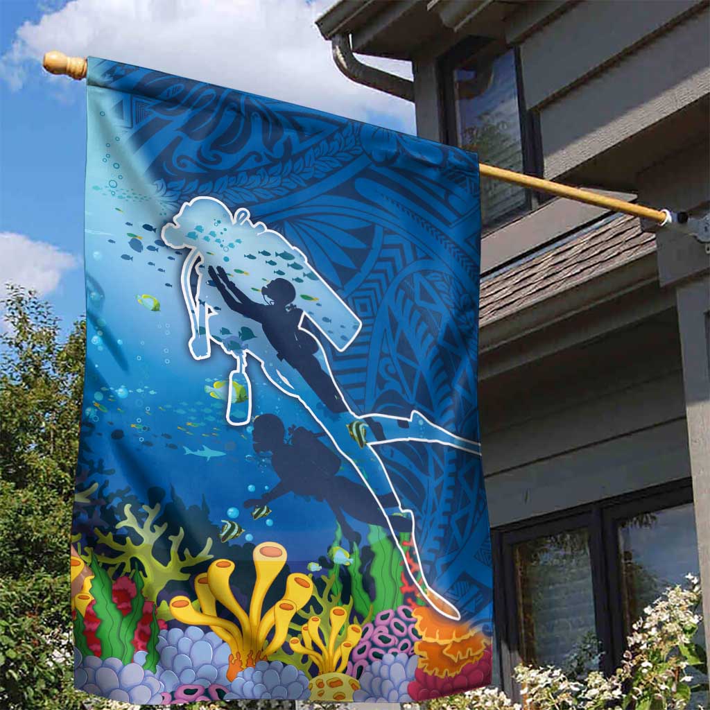 Polynesian Scuba Diving Garden Flag Beauty Corals with Underwater and Polynesian Pattern LT03 - Polynesian Pride