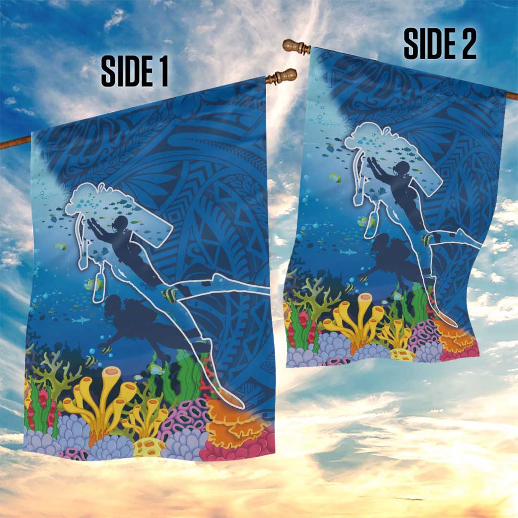 Polynesian Scuba Diving Garden Flag Beauty Corals with Underwater and Polynesian Pattern LT03 - Polynesian Pride