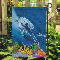 Polynesian Scuba Diving Garden Flag Beauty Corals with Underwater and Polynesian Pattern LT03 Garden Flag Blue - Polynesian Pride
