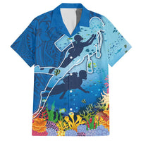 Polynesian Scuba Diving Hawaiian Shirt Beauty Corals with Underwater and Polynesian Pattern LT03 Blue - Polynesian Pride