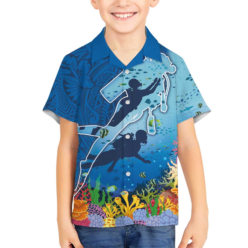 Polynesian Scuba Diving Hawaiian Shirt Beauty Corals with Underwater and Polynesian Pattern LT03 - Polynesian Pride
