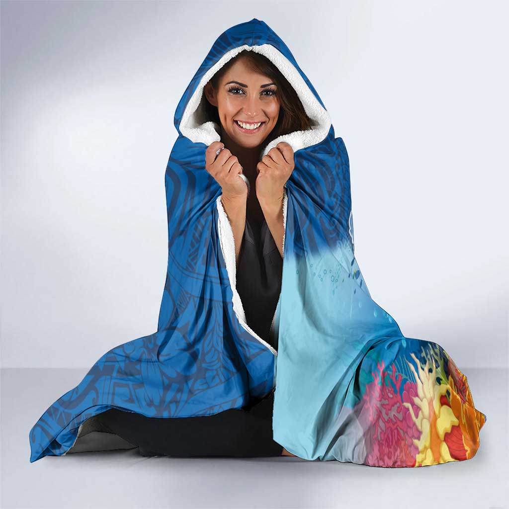 Polynesian Scuba Diving Hooded Blanket Beauty Corals with Underwater and Polynesian Pattern LT03 - Polynesian Pride