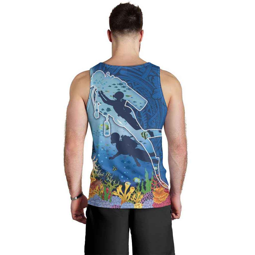 Polynesian Scuba Diving Men Tank Top Beauty Corals with Underwater and Polynesian Pattern LT03 - Polynesian Pride