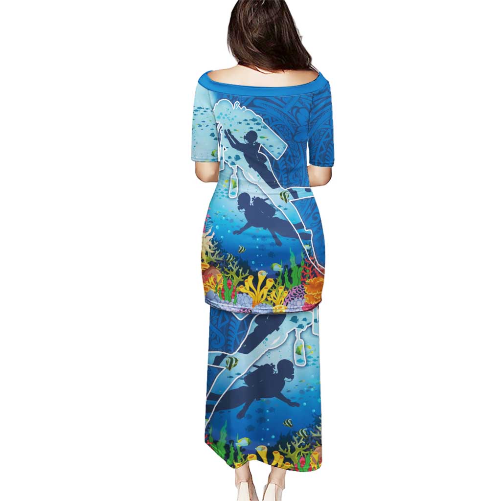 Polynesian Scuba Diving Puletasi Beauty Corals with Underwater and Polynesian Pattern LT03 - Polynesian Pride