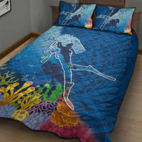 Polynesian Scuba Diving Quilt Bed Set Beauty Corals with Underwater and Polynesian Pattern LT03 - Polynesian Pride