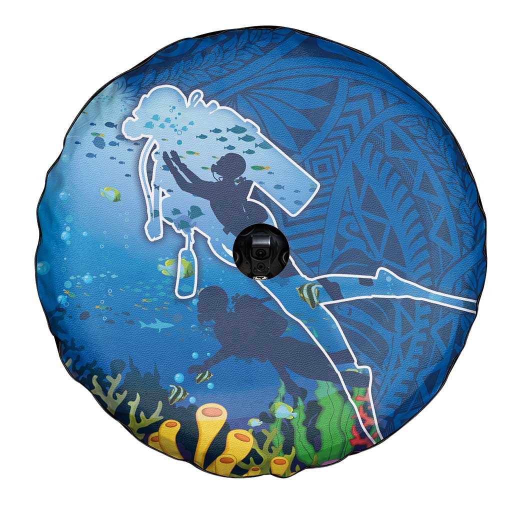 Polynesian Scuba Diving Spare Tire Cover Beauty Corals with Underwater and Polynesian Pattern LT03 - Polynesian Pride
