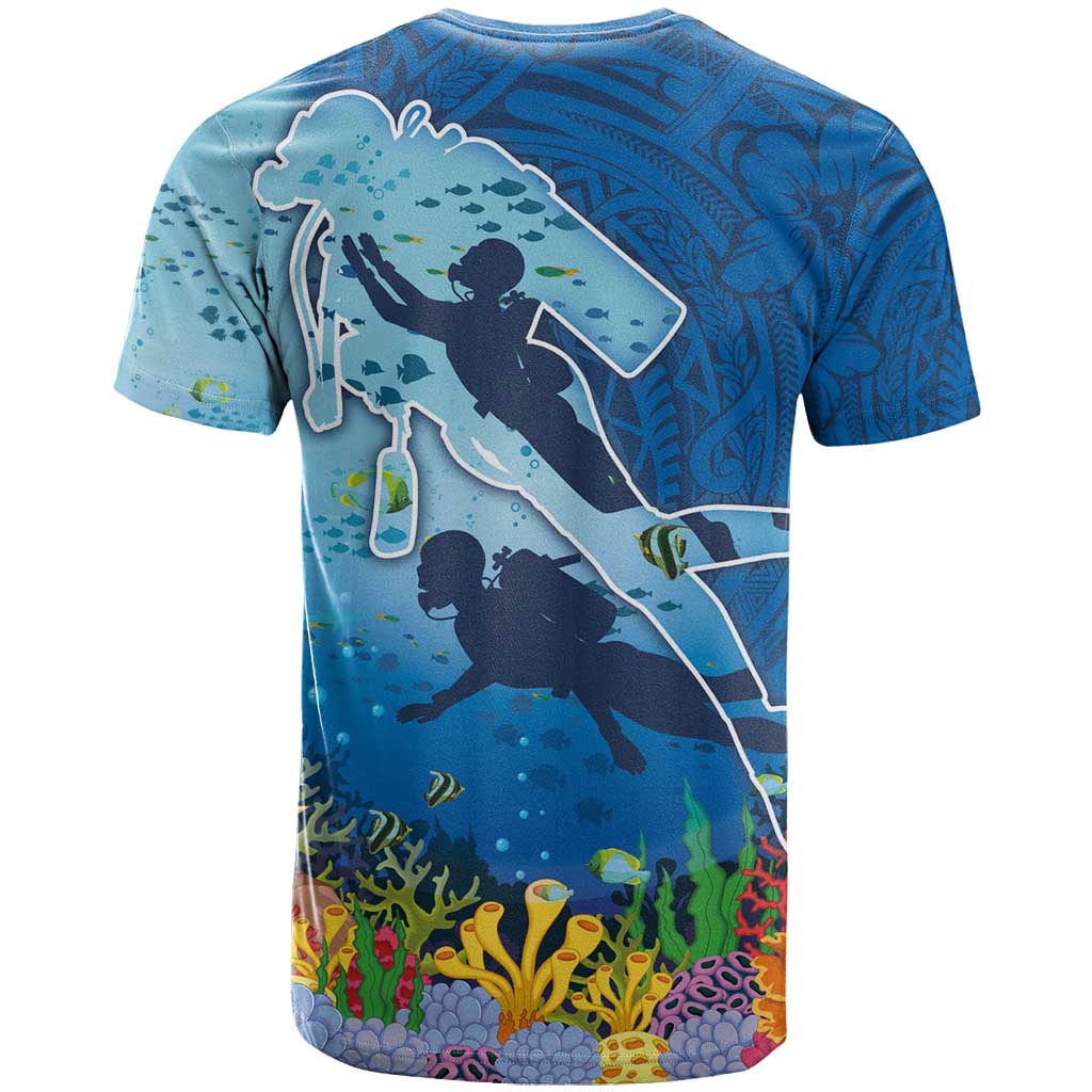 Polynesian Scuba Diving T Shirt Beauty Corals with Underwater and Polynesian Pattern LT03 - Polynesian Pride