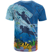 Polynesian Scuba Diving T Shirt Beauty Corals with Underwater and Polynesian Pattern LT03 - Polynesian Pride