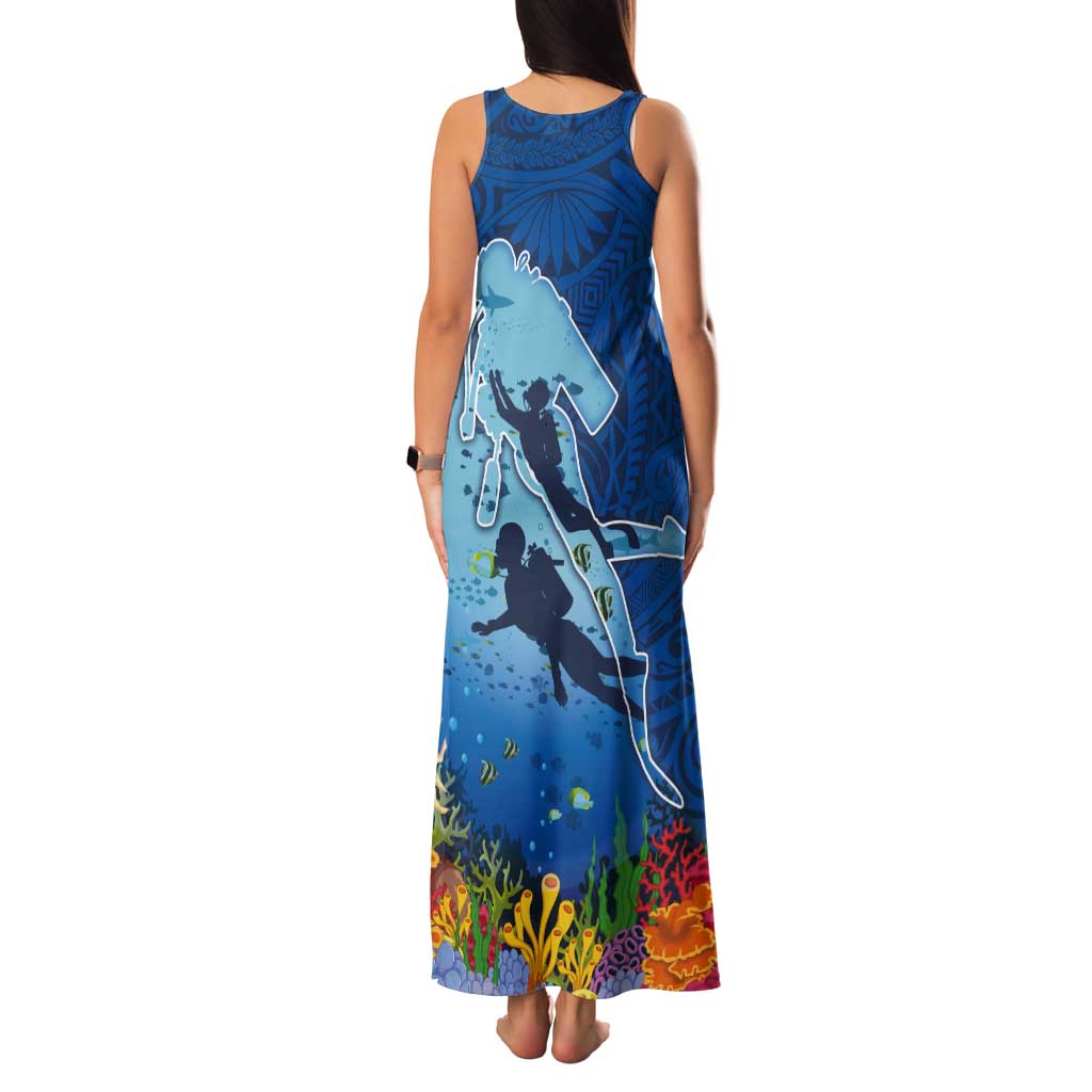 Polynesian Scuba Diving Tank Maxi Dress Beauty Corals with Underwater and Polynesian Pattern LT03 - Polynesian Pride