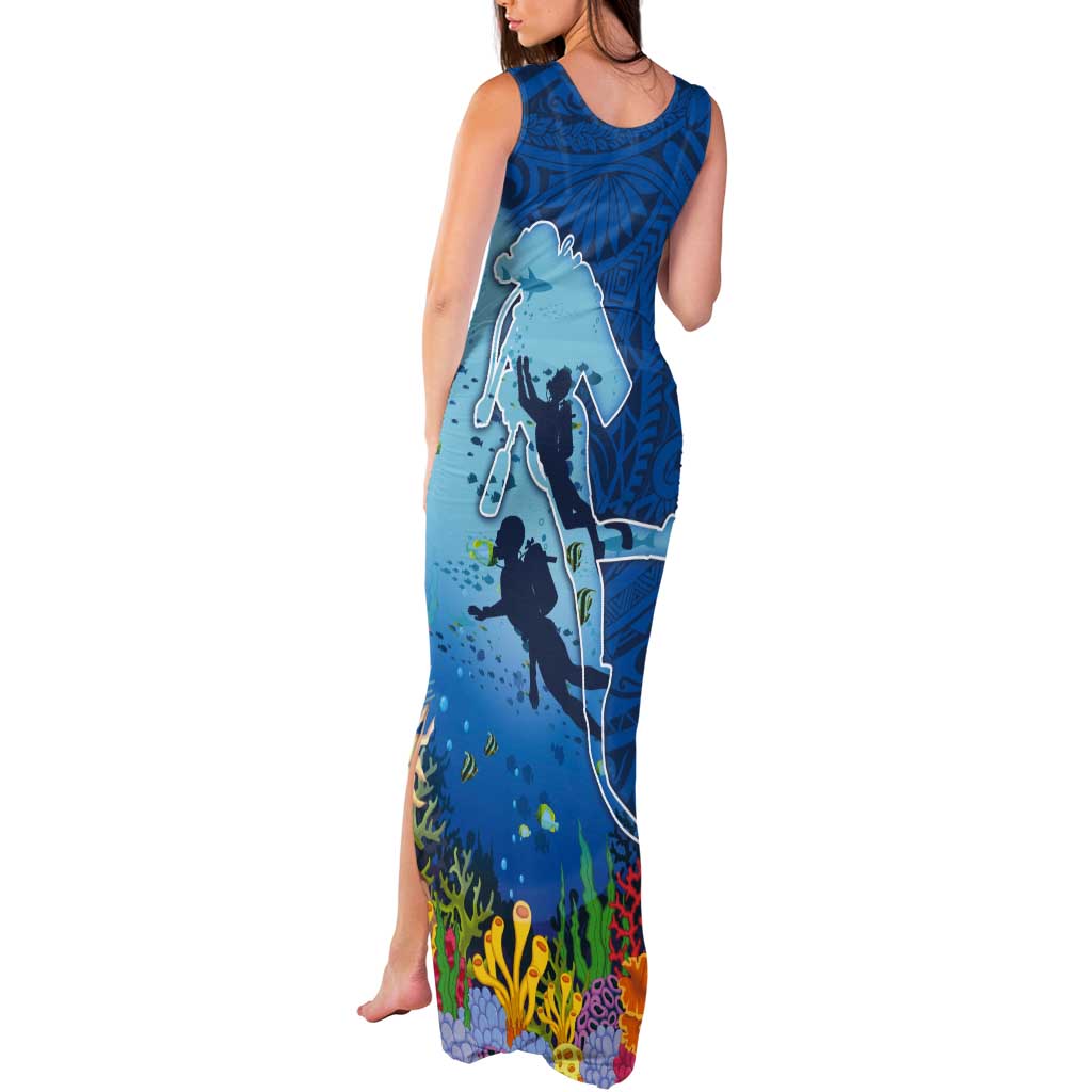 Polynesian Scuba Diving Tank Maxi Dress Beauty Corals with Underwater and Polynesian Pattern LT03 - Polynesian Pride