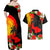 Hawaii Maui Island Couples Matching Off Shoulder Maxi Dress and Hawaiian Shirt Maui Map With Tropical Forest Sunset Vibe LT03 - Polynesian Pride