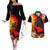 Hawaii Maui Island Couples Matching Off The Shoulder Long Sleeve Dress and Hawaiian Shirt Maui Map With Tropical Forest Sunset Vibe LT03 Black - Polynesian Pride