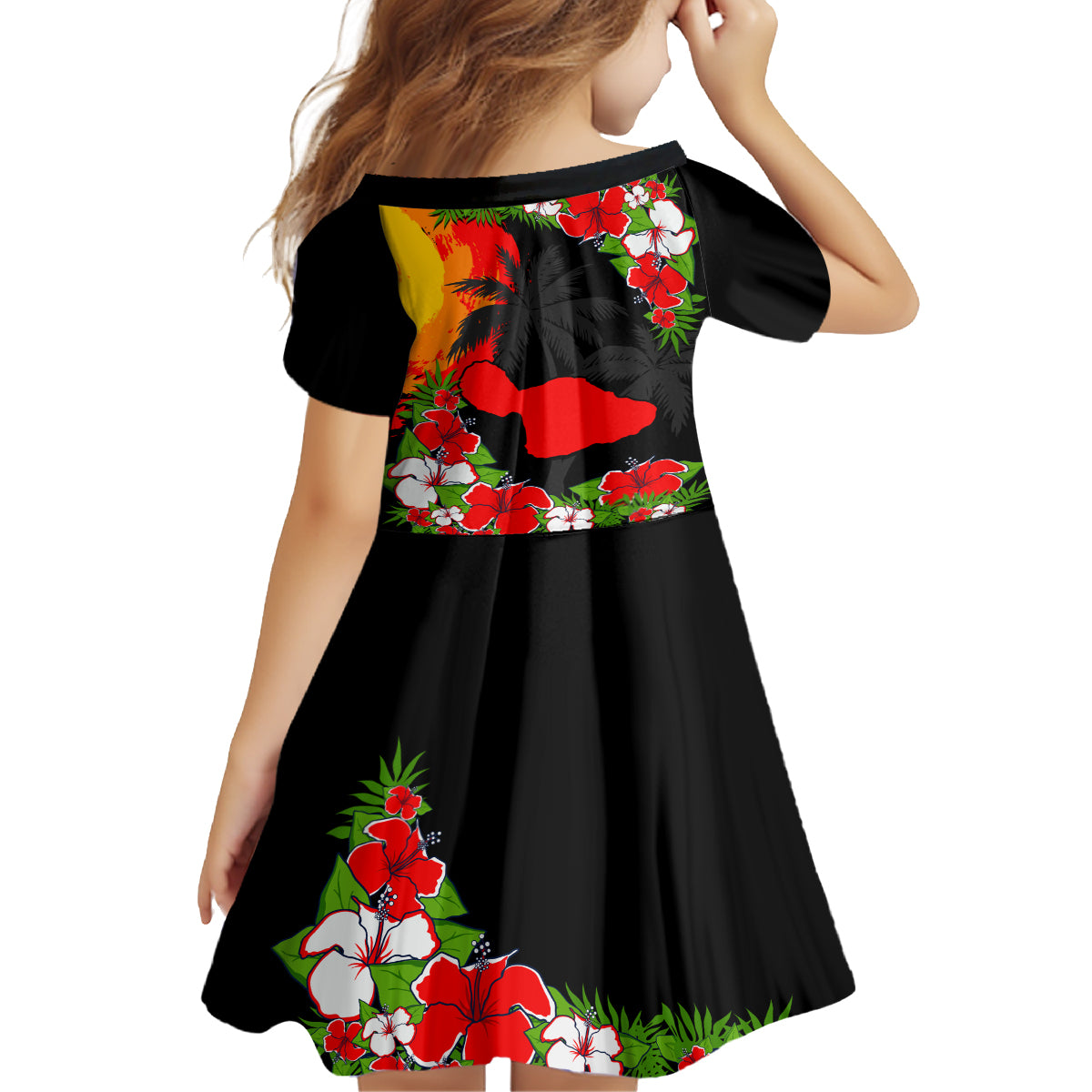 Hawaii Maui Island Family Matching Long Sleeve Bodycon Dress and Hawaiian Shirt Maui Map With Tropical Forest Sunset Vibe LT03 - Polynesian Pride