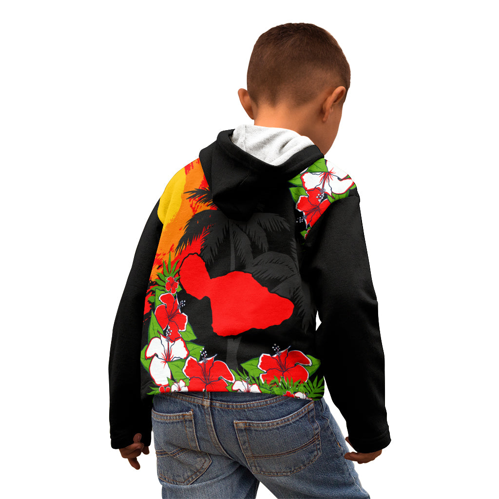 Hawaii Maui Island Kid Hoodie Maui Map With Tropical Forest Sunset Vibe LT03 - Polynesian Pride