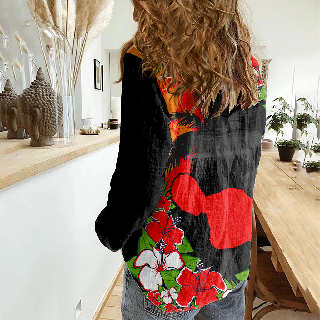 Hawaii Maui Island Women Casual Shirt Maui Map With Tropical Forest Sunset Vibe LT03 - Polynesian Pride