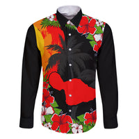 Custom Hawaii Maui Island Family Matching Puletasi Dress and Hawaiian Shirt Maui Map With Tropical Forest Sunset Vibe LT03 Dad's Shirt - Long Sleeve Black - Polynesian Pride
