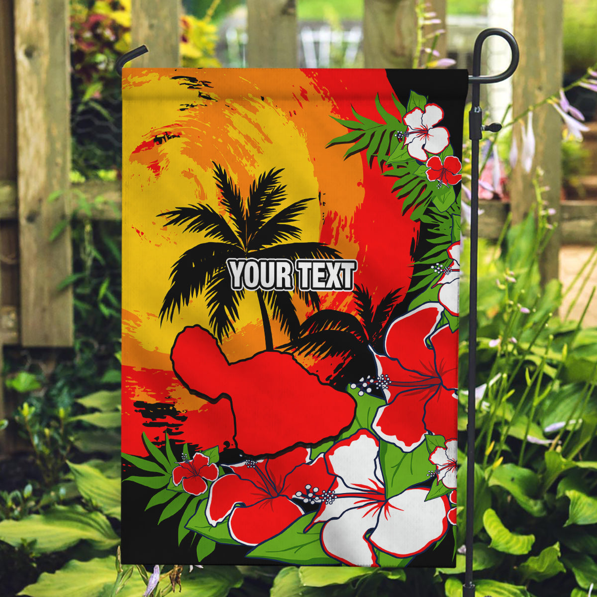 Custom Hawaii Maui Island Garden Flag Maui Map With Tropical Forest Sunset Vibe LT03 Garden Flag Black - Polynesian Pride