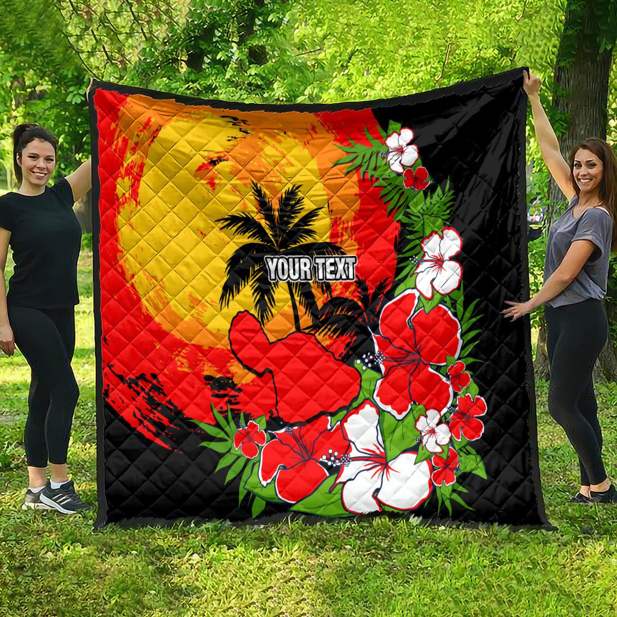 Custom Hawaii Maui Island Quilt Maui Map With Tropical Forest Sunset Vibe LT03 - Polynesian Pride