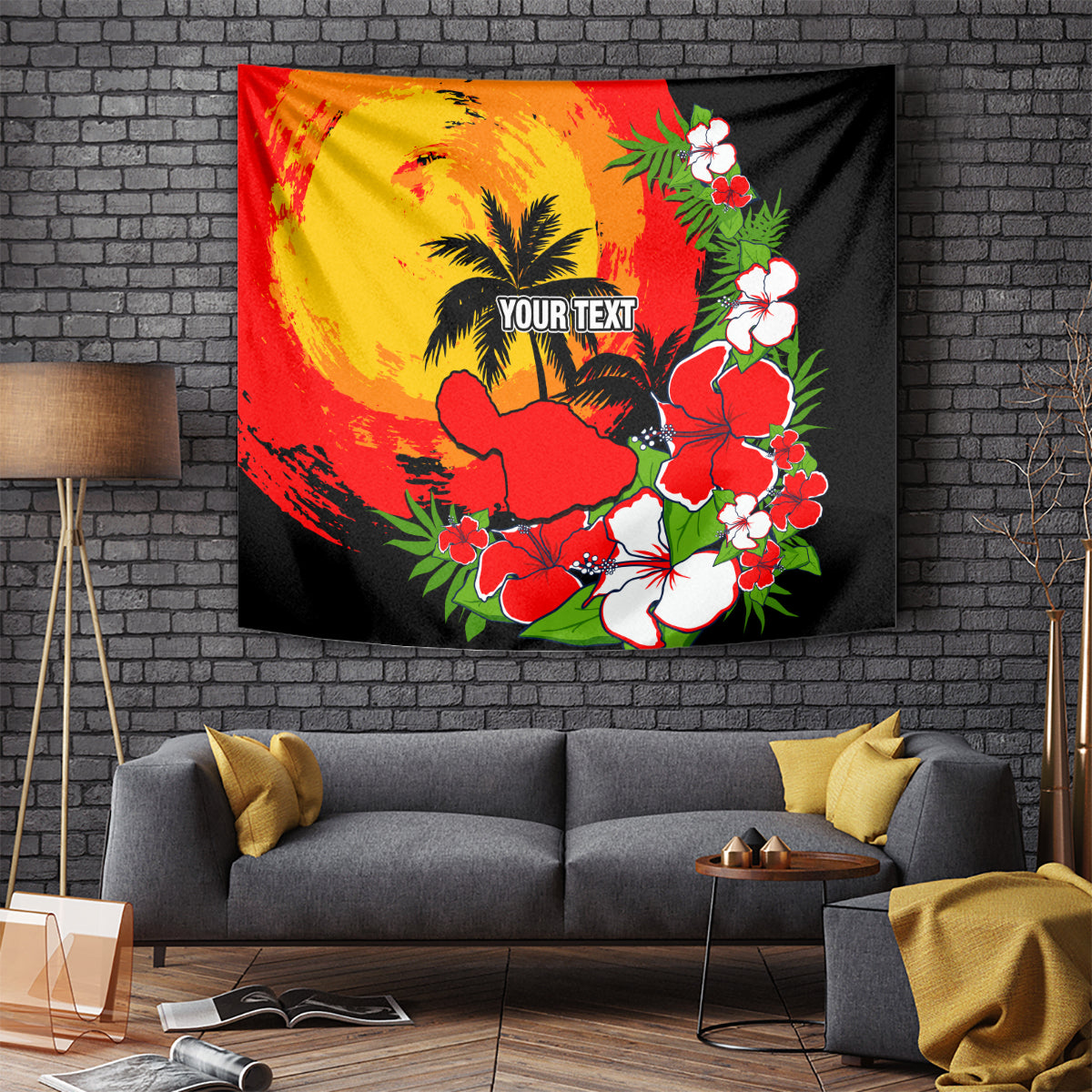 Custom Hawaii Maui Island Tapestry Maui Map With Tropical Forest Sunset Vibe LT03 Black - Polynesian Pride