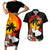 Hawaii Maui Island Couples Matching Short Sleeve Bodycon Dress and Hawaiian Shirt Maui Map With Tropical Forest Vintage Style LT03 Black - Polynesian Pride