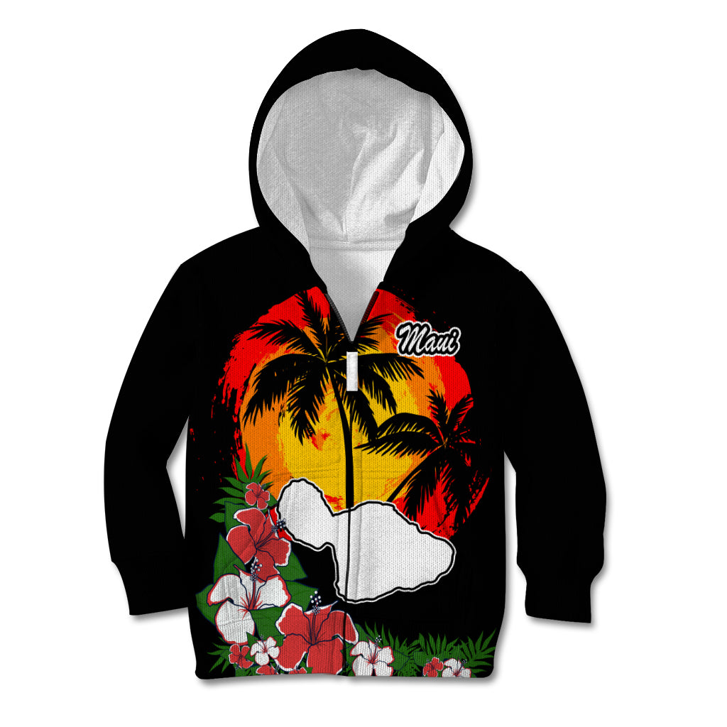 Hawaii Maui Island Kid Hoodie Maui Map With Tropical Forest Vintage Style LT03 - Polynesian Pride