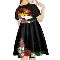 Hawaii Maui Island Kid Short Sleeve Dress Maui Map With Tropical Forest Vintage Style LT03 - Polynesian Pride