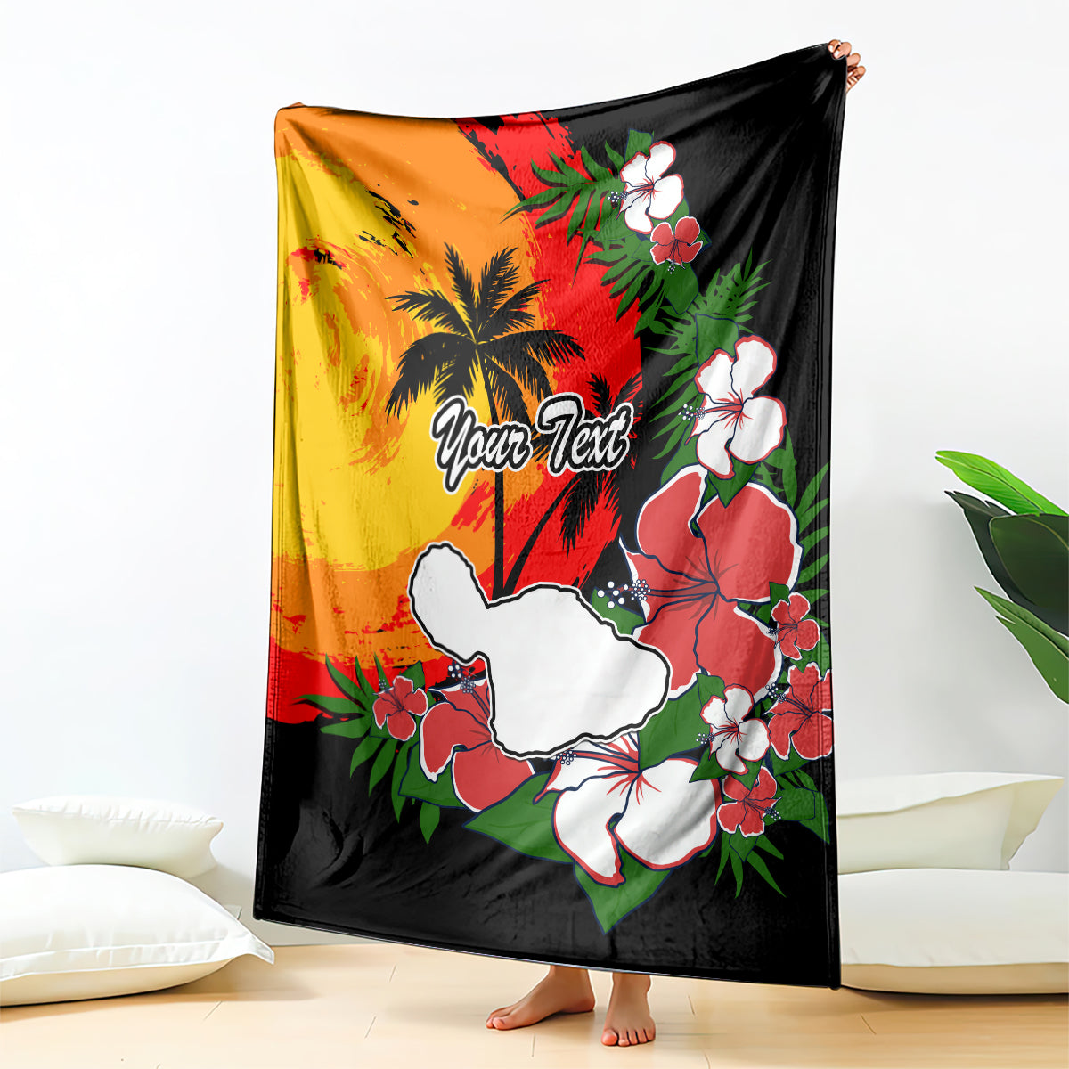 Custom Hawaii Maui Island Blanket Maui Map With Tropical Forest Vintage Style LT03 Black - Polynesian Pride