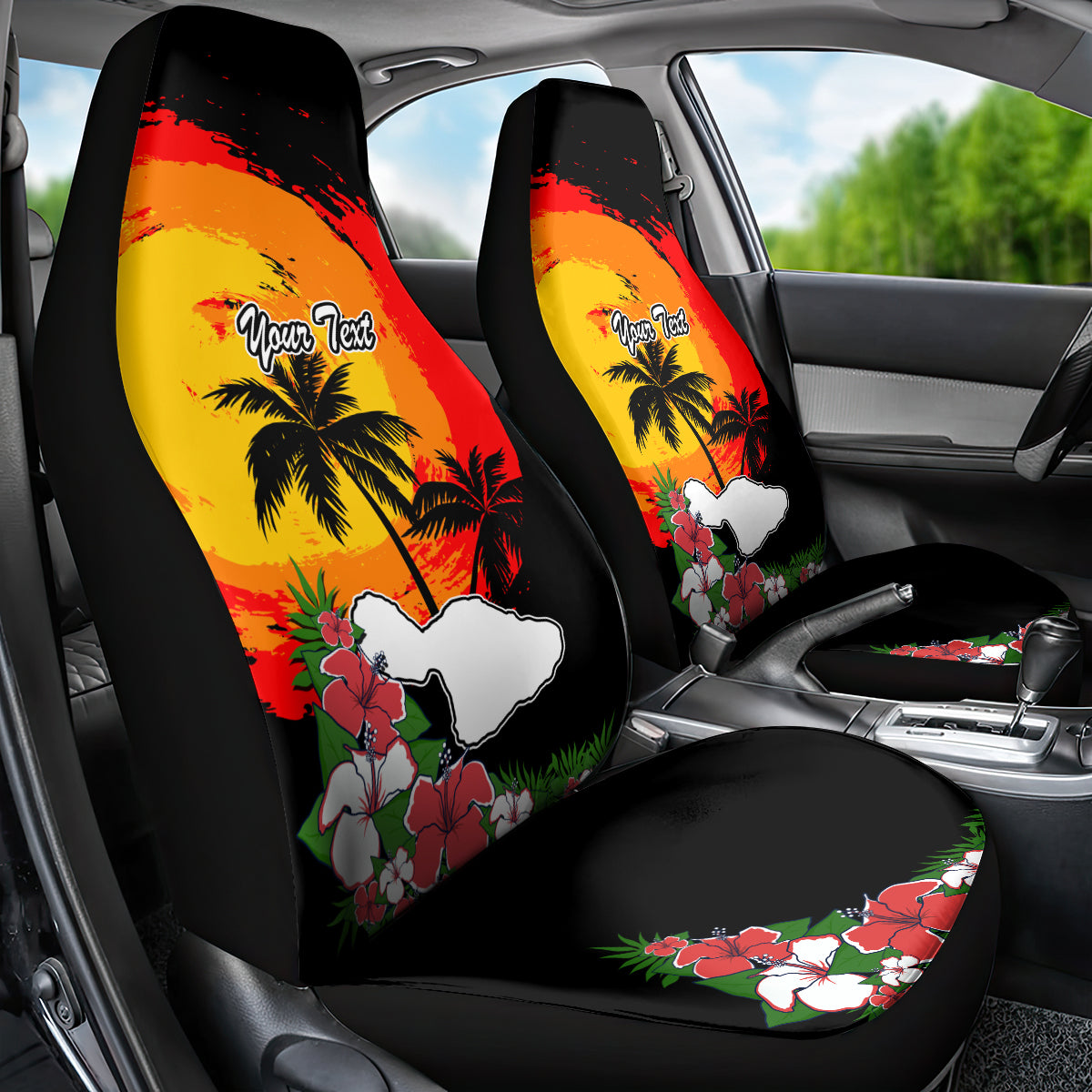 Custom Hawaii Maui Island Car Seat Cover Maui Map With Tropical Forest Vintage Style LT03 - Polynesian Pride