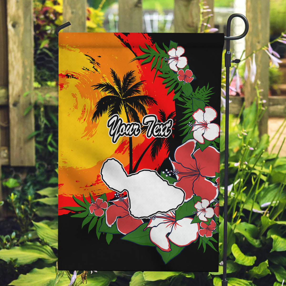 Custom Hawaii Maui Island Garden Flag Maui Map With Tropical Forest Vintage Style LT03 Garden Flag Black - Polynesian Pride