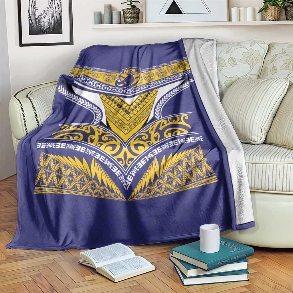 Rugby Niue Blanket Hiapo Tribal Heritage Tattoos Blue Color - Polynesian Pride