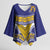 Custom Rugby Niue Kimono Sleeve Blouse Hiapo Tribal Heritage Tattoos Blue Color - Polynesian Pride