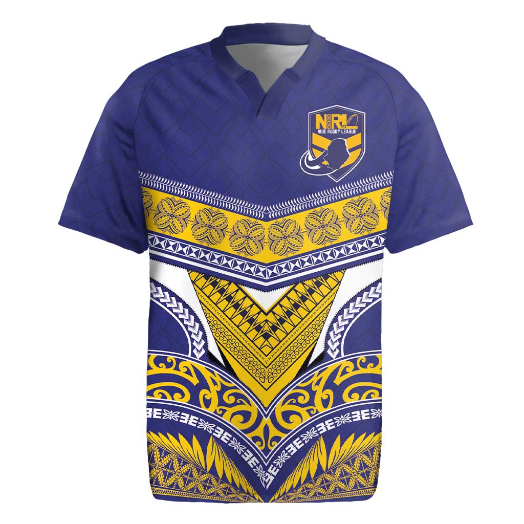 Custom Rugby Niue Rugby Jersey Hiapo Tribal Heritage Tattoos Blue Color - Polynesian Pride