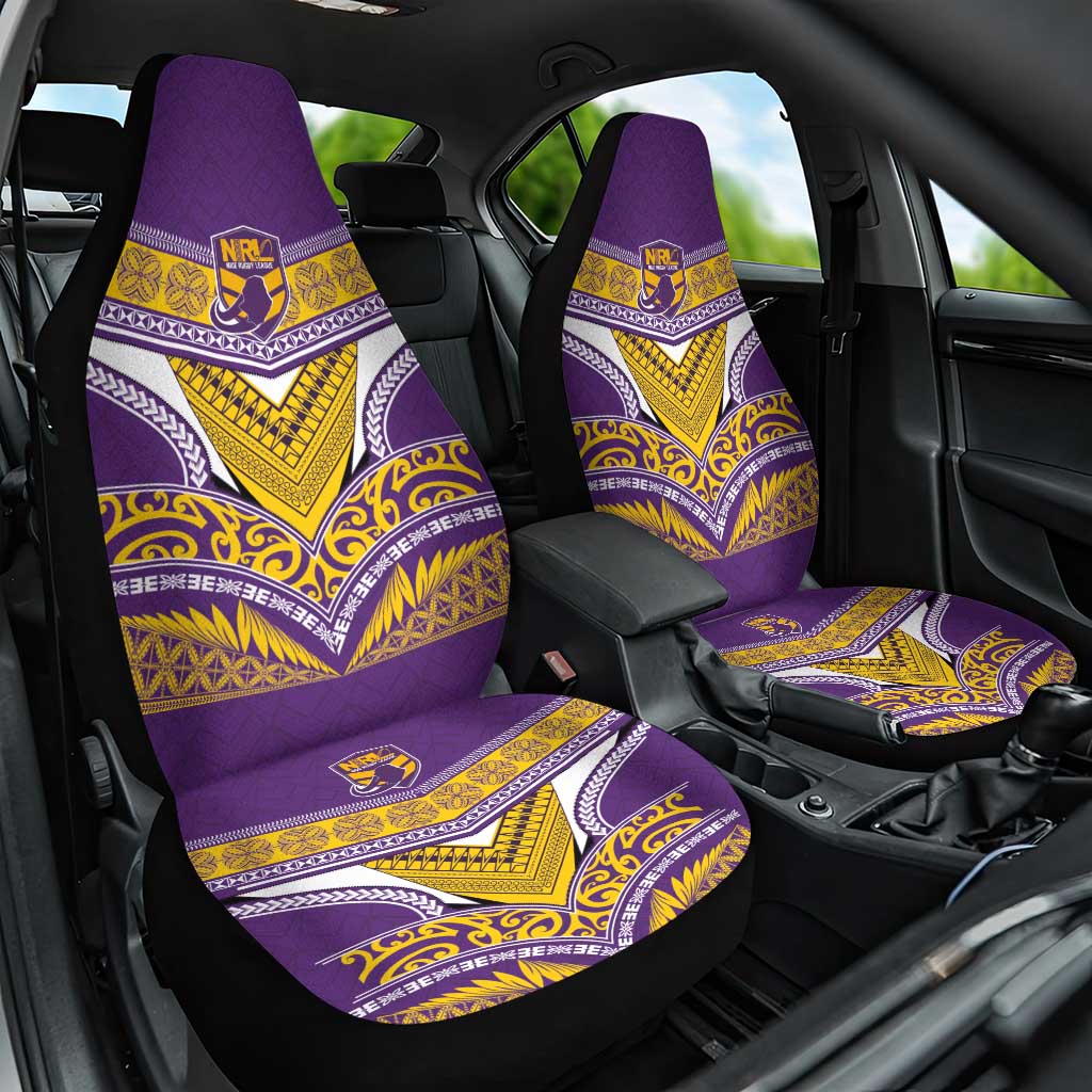 Rugby Niue Car Seat Cover Hiapo Tribal Heritage Tattoos Purple Color - Polynesian Pride