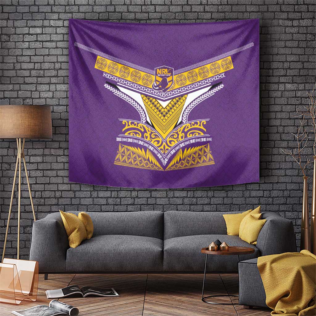 Rugby Niue Tapestry Hiapo Tribal Heritage Tattoos Purple Color - Polynesian Pride