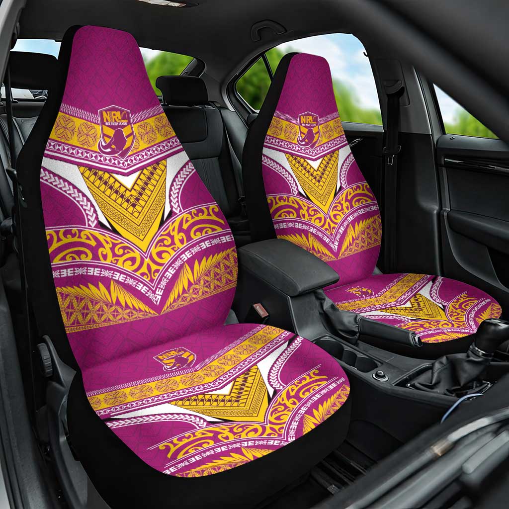 Rugby Niue Car Seat Cover Hiapo Tribal Heritage Tattoos Pink Color - Polynesian Pride