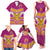 Custom Rugby Niue Family Matching Tank Maxi Dress and Hawaiian Shirt Hiapo Tribal Heritage Tattoos Pink Color - Polynesian Pride