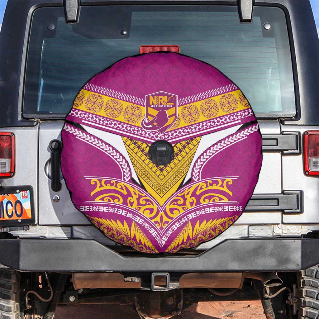 Rugby Niue Spare Tire Cover Hiapo Tribal Heritage Tattoos Pink Color - Polynesian Pride