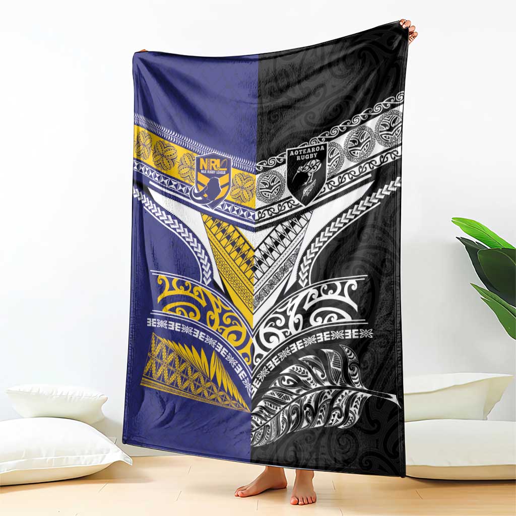Rugby Niue and Aotearoa Blanket Hiapo with Maori Moko Tribal Heritage Tattoos - Polynesian Pride