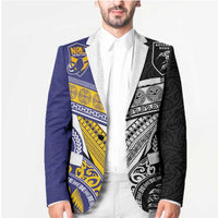 Custom Rugby Niue and Aotearoa Blazer Hiapo with Maori Moko Tribal Heritage Tattoos - Polynesian Pride
