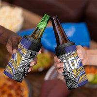 Custom Rugby Niue and Aotearoa 4 in 1 Can Cooler Tumbler Hiapo with Maori Moko Tribal Heritage Tattoos - Polynesian Pride