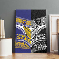 Rugby Niue and Aotearoa Canvas Wall Art Hiapo with Maori Moko Tribal Heritage Tattoos - Polynesian Pride