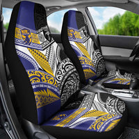 Rugby Niue and Aotearoa Car Seat Cover Hiapo with Maori Moko Tribal Heritage Tattoos - Polynesian Pride