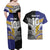 Custom Rugby Niue and Aotearoa Couples Matching Off Shoulder Maxi Dress and Hawaiian Shirt Hiapo with Maori Moko Tribal Heritage Tattoos - Polynesian Pride