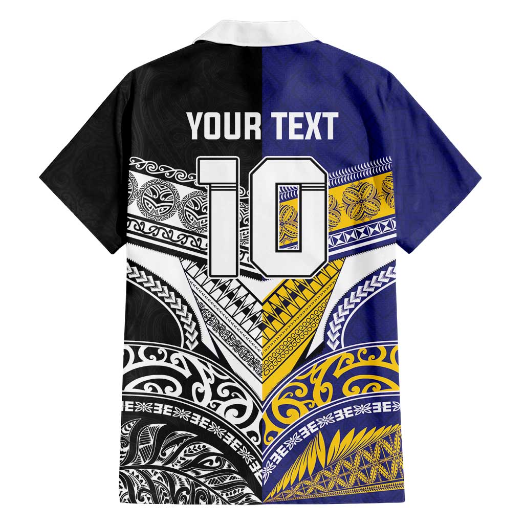 Custom Rugby Niue and Aotearoa Family Matching Long Sleeve Bodycon Dress and Hawaiian Shirt Hiapo with Maori Moko Tribal Heritage Tattoos - Polynesian Pride