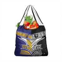 Rugby Niue and Aotearoa Grocery Bag Hiapo with Maori Moko Tribal Heritage Tattoos - Polynesian Pride