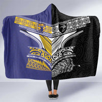 Rugby Niue and Aotearoa Hooded Blanket Hiapo with Maori Moko Tribal Heritage Tattoos - Polynesian Pride