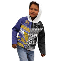 Custom Rugby Niue and Aotearoa Kid Hoodie Hiapo with Maori Moko Tribal Heritage Tattoos - Polynesian Pride