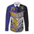 Custom Rugby Niue and Aotearoa Long Sleeve Button Shirt Hiapo with Maori Moko Tribal Heritage Tattoos - Polynesian Pride