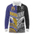 Custom Rugby Niue and Aotearoa Long Sleeve Polo Shirt Hiapo with Maori Moko Tribal Heritage Tattoos - Polynesian Pride